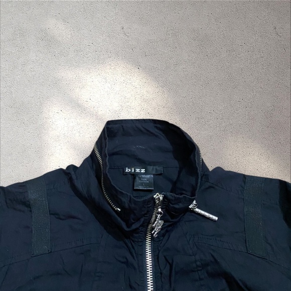 Y2K BIZZ Black Zip Up Bomber Jacket with Gold Back Print Detailing - Picture 5 of 8